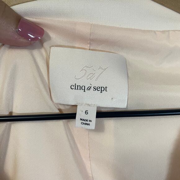 Cinq à Sept Blush Pink & Cream Rina Cropped Sequin Blazer Jacket Sz 6 - Picture 5 of 11